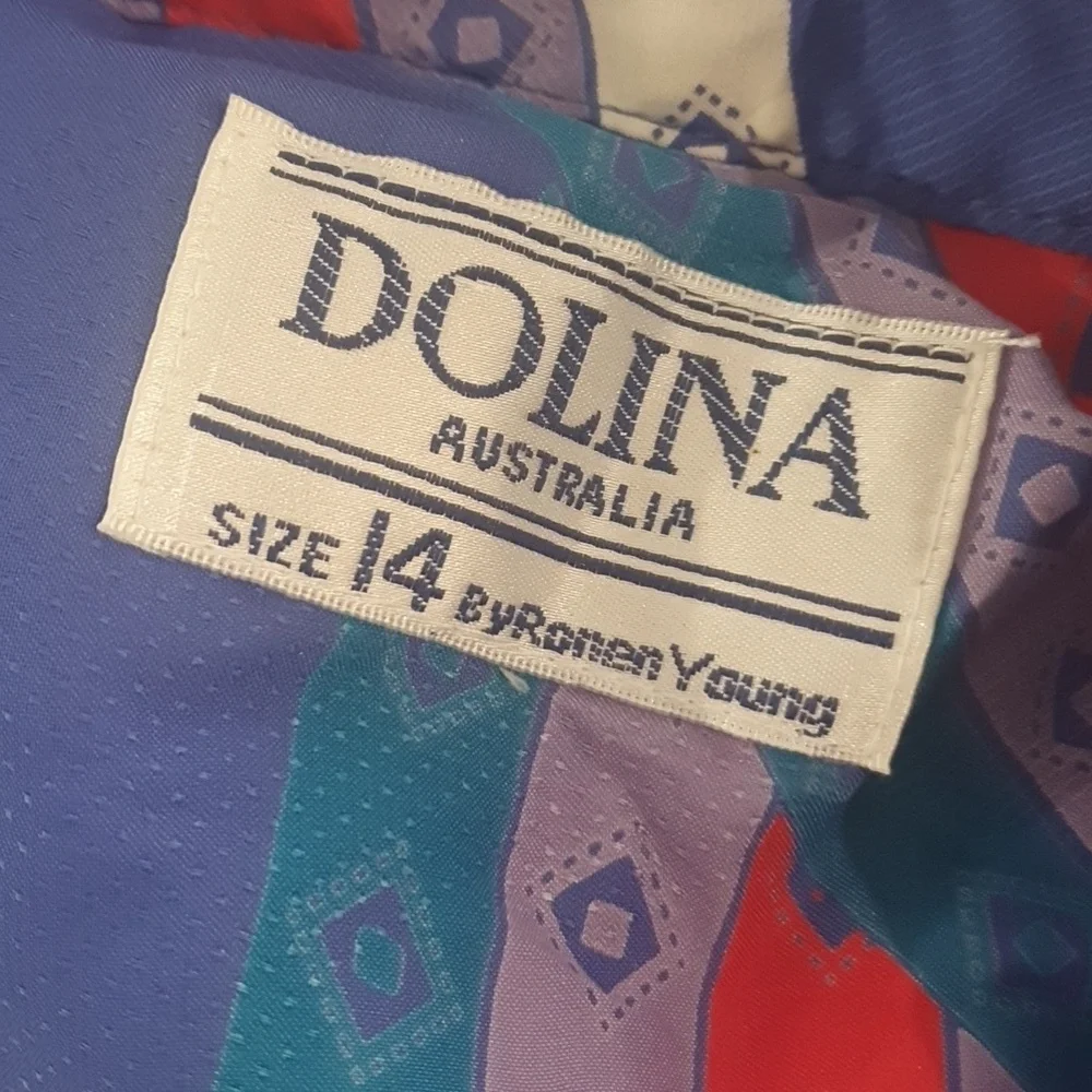 VINTAGE 80s Dolina Size 14 Blue Pleated Set - Picture 6 of 7